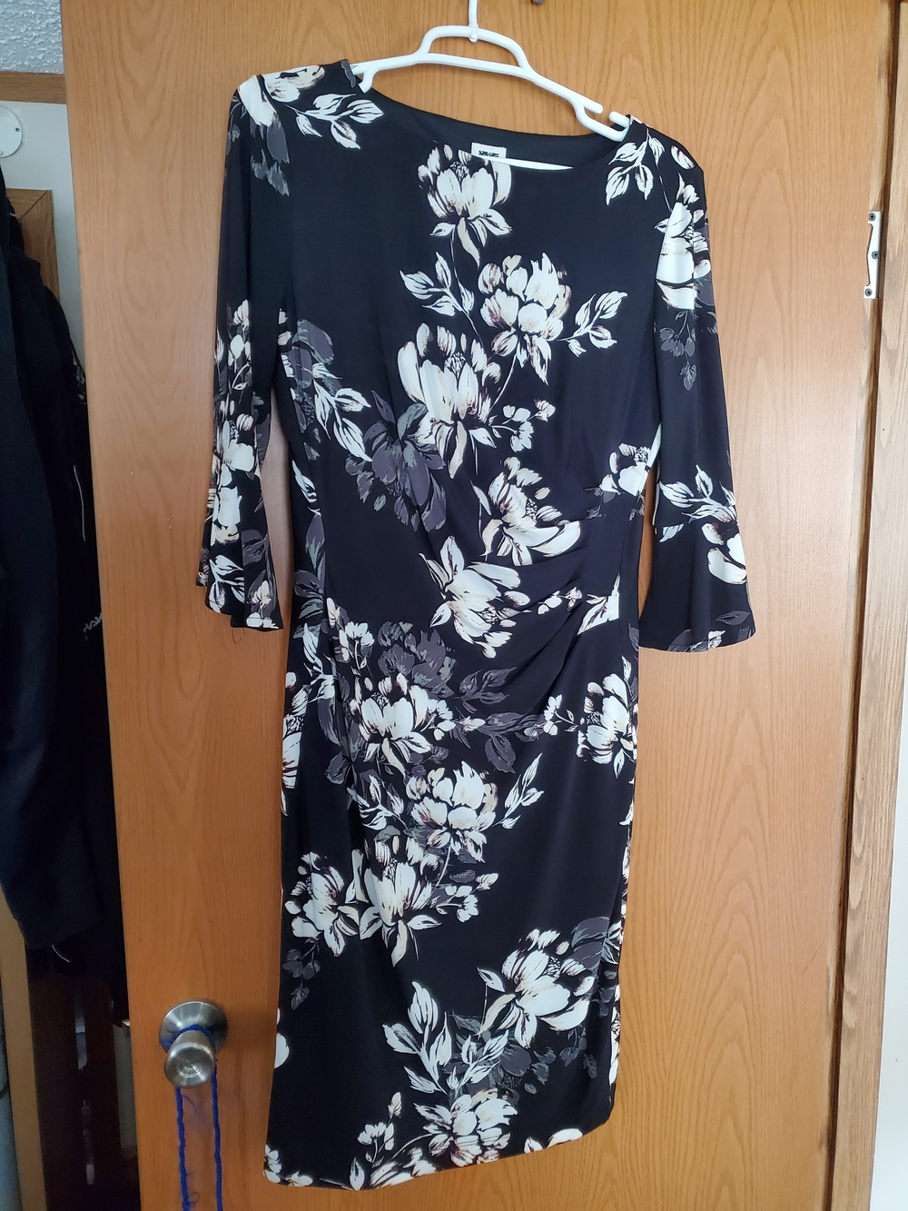 Anne Klein Black & White Floral Midi Dress
